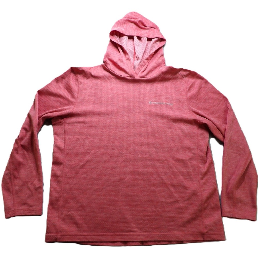 Vineyard Vines Sankaty Hoodie Men L Pink OTG Performance Lightweight Quick Dry